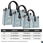 Size comparison chart showing three dimensions for the minimalist Marian handbag