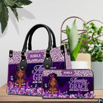 Personalized Leather Handbag for Black Women, Custom African Purse Bag Set, Birthday Meaningful Gifts for Mom, Friend