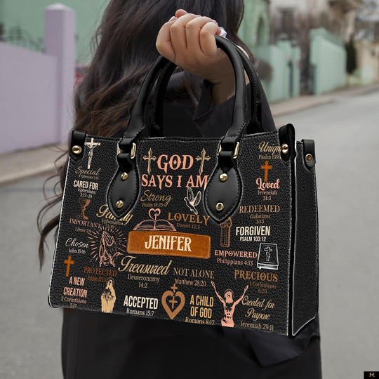 PREAUREUM "{split_values}" Personalized {collection_title} Leather Handbag