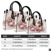 Back view displaying repeating vintage Santa Claus and blush rose botanical illustrations.