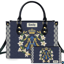 Custom Catholic Virgin Mary Leather Bag, Personalized Name Handbags and Purses for Christian Women Religious Bag Gifts