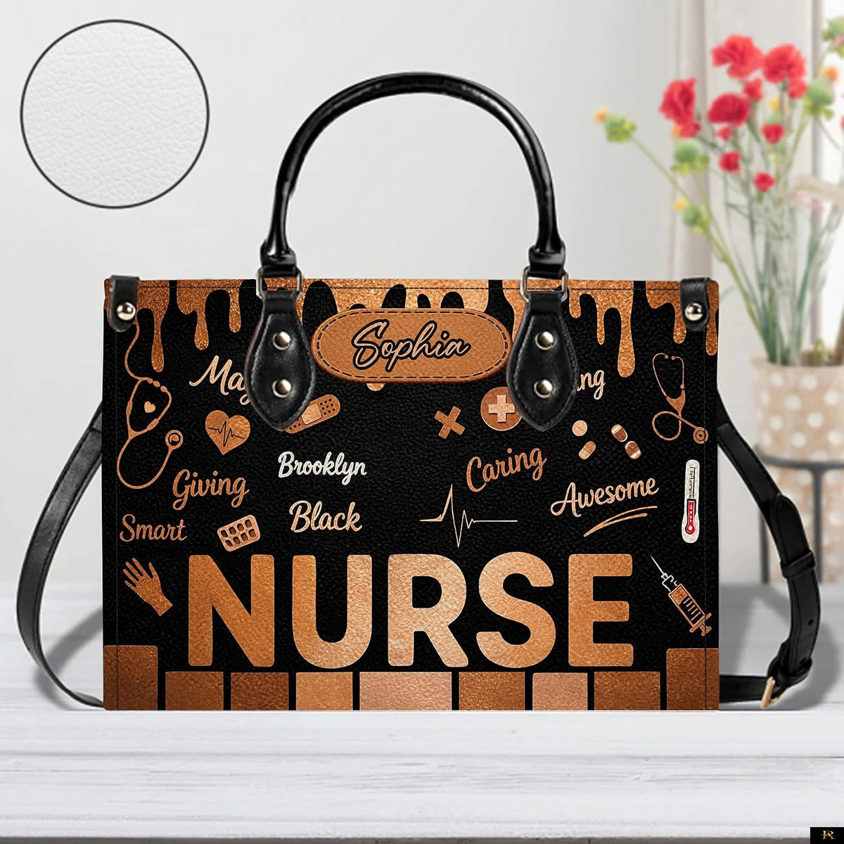 PREAUREUM "{split_values}" Personalized {collection_title} Leather Handbag