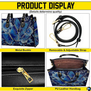 Matching zip wallet featuring coordinated sapphire butterfly and delicate floral artwork.