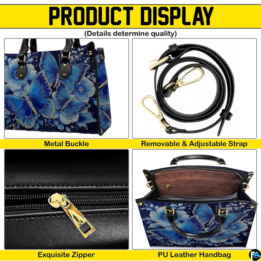 Matching zip wallet featuring coordinated sapphire butterfly and delicate floral artwork.