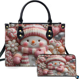 Pink Candy Snowman Holiday Print with Confections Artwork