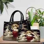 Custom Catholic Virgin Mary Leather Bag, Personalized Name Handbags and Purses for Christian Women Religious Bag Gifts