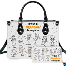 Mothers Day Gift Leather Bag- Personalized Grandmas Purse With Grandkids Names, Grandma Handbag Birthday Gifts For Mom Women