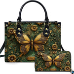 Personalized Butterfly Leather Handbag – Gothic Moon Bag with Adjustable Strap and Matching Witchcore Purse for Women