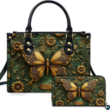 Personalized Butterfly Leather Handbag – Gothic Moon Bag with Adjustable Strap and Matching Witchcore Purse for Women