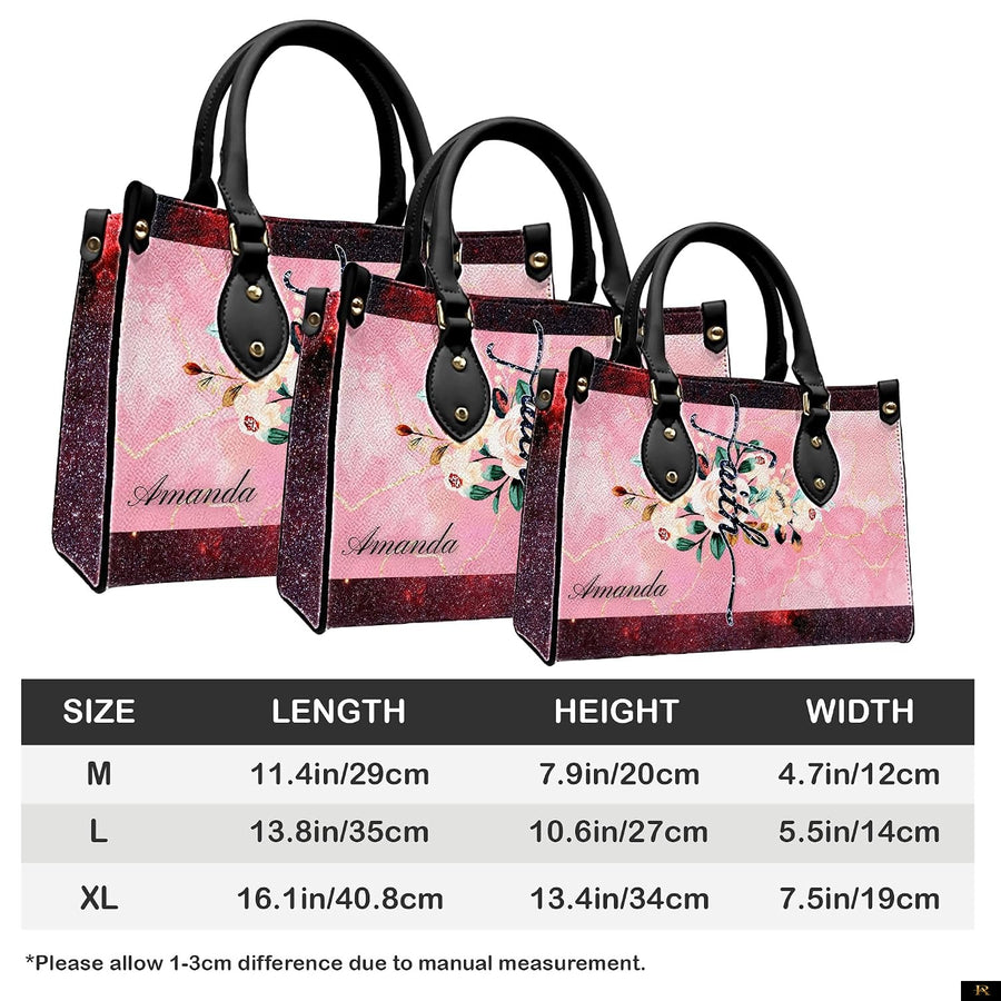 PREAUREUM "{split_values}" Personalized {collection_title} Leather Handbag