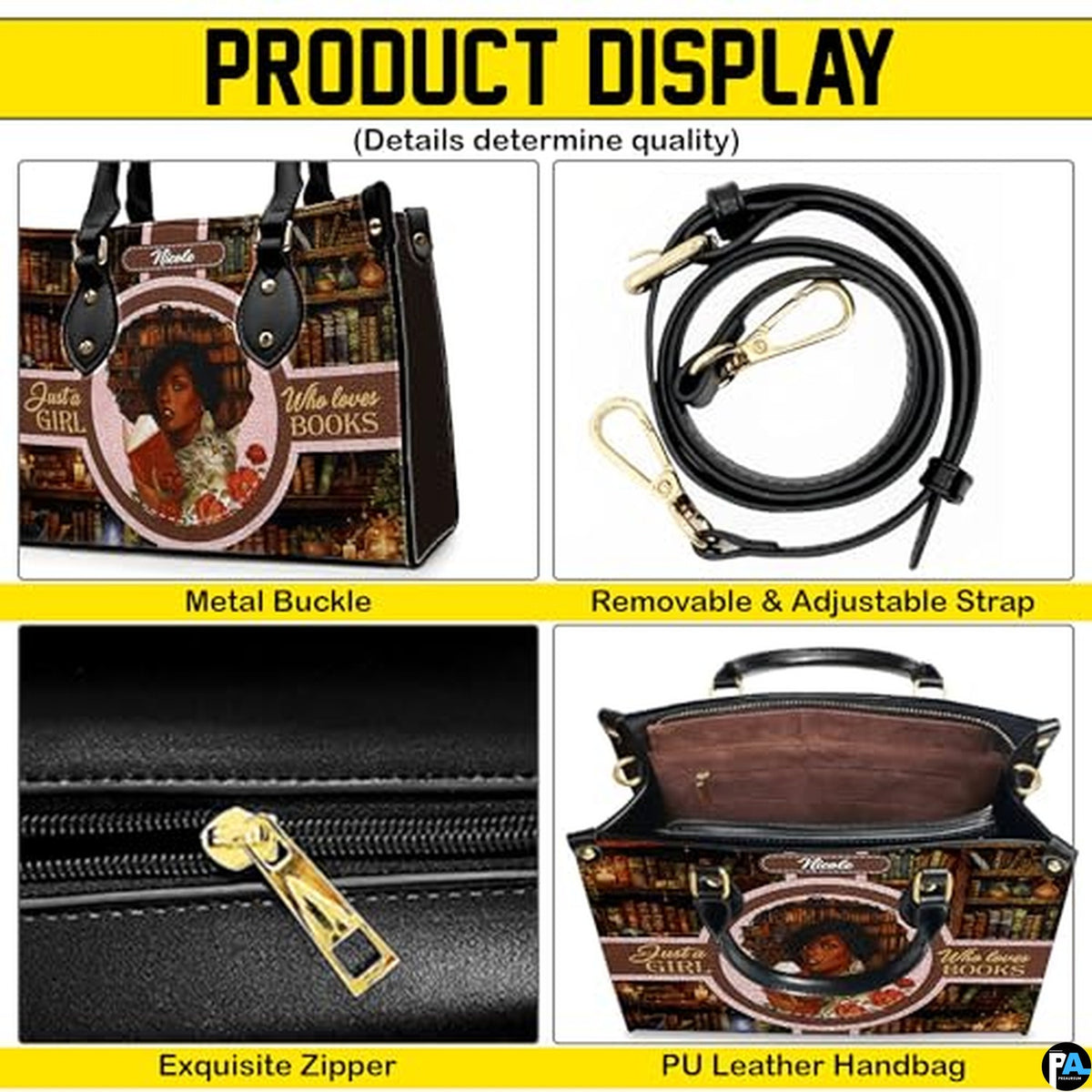 Personalized Leather Handbag for Black Women, Custom African Purse Bag Set, Birthday Meaningful Gifts for Mom, Friend