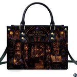Matching zippered wallet displaying coordinated mystical emporium and illuminated shopfront artwork.