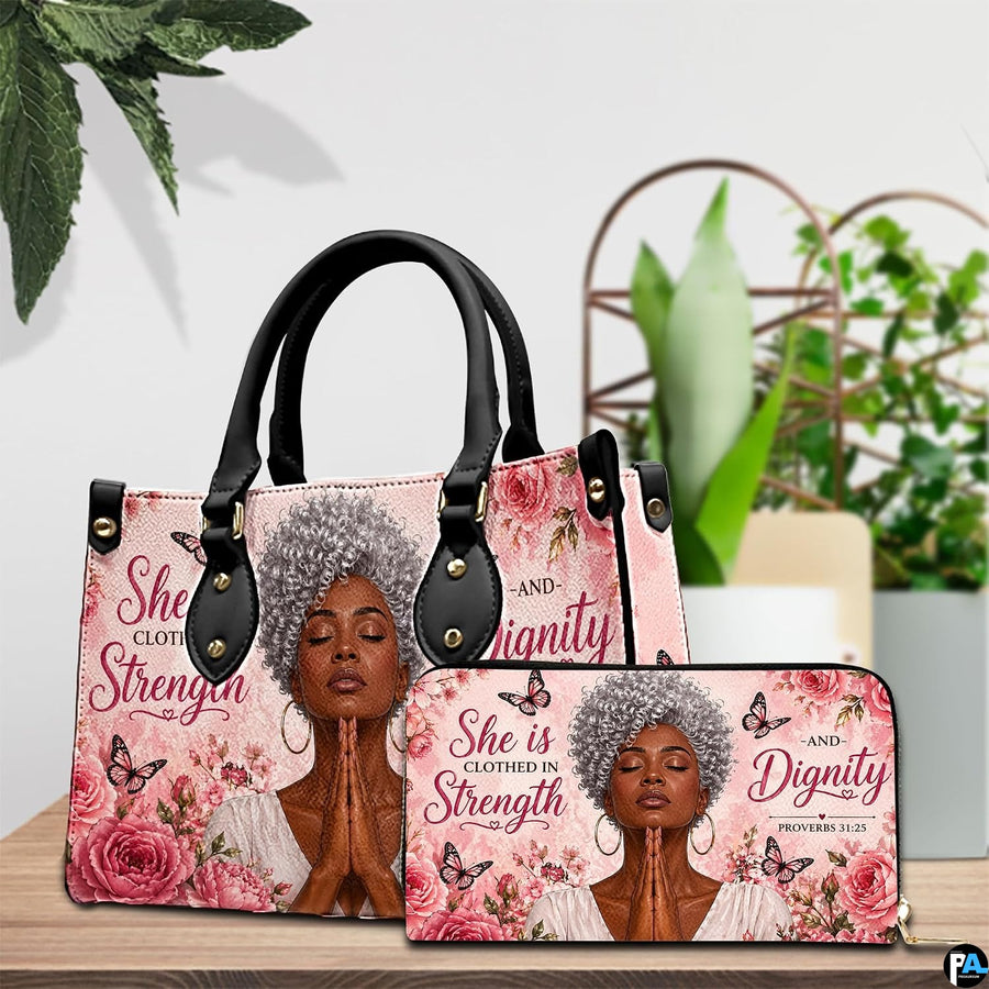 Tabletop presentation showing the pink rose faith artwork beside interior green house plants.