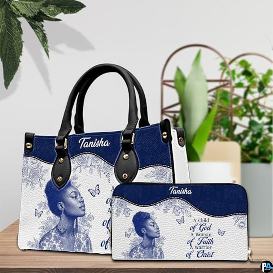 Personalized Leather Handbag for Black Women, Custom African Purse Bag Set, Birthday Meaningful Gifts for Mom, Friend