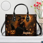 Personalized Witch Handbag with Purse, Custom Name Gothic Leather Bag Set for Women, Halloween Shoulder Bag, Witch Gift