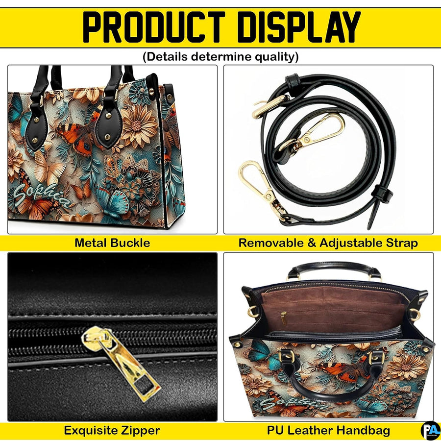 Interior view of open tote handbag showing spacious lining and compartments