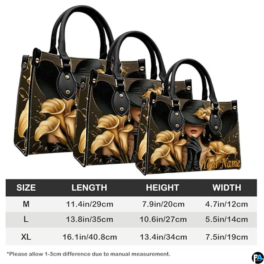 Personalized Black Women Leather Bag, Custom Name African Purses and Handbags Gifts for Mom Birthday Christmas Mothers Day