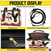 Four-panel layout demonstrating gold hardware accents, detachable strap, zipper detail, and interior space.