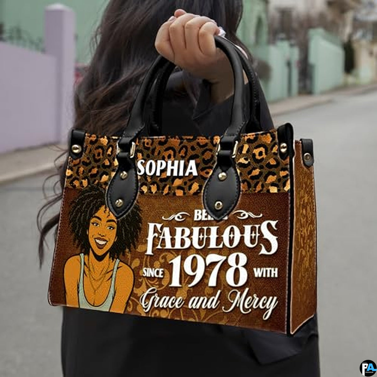 Personalized Black Women Leather Bag, Custom Name African Purses and Handbags Gifts for Mom Birthday Christmas Mothers Day