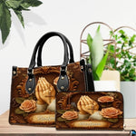 Custom Catholic Virgin Mary Leather Bag, Personalized Name Handbags and Purses for Christian Women Religious Bag Gifts