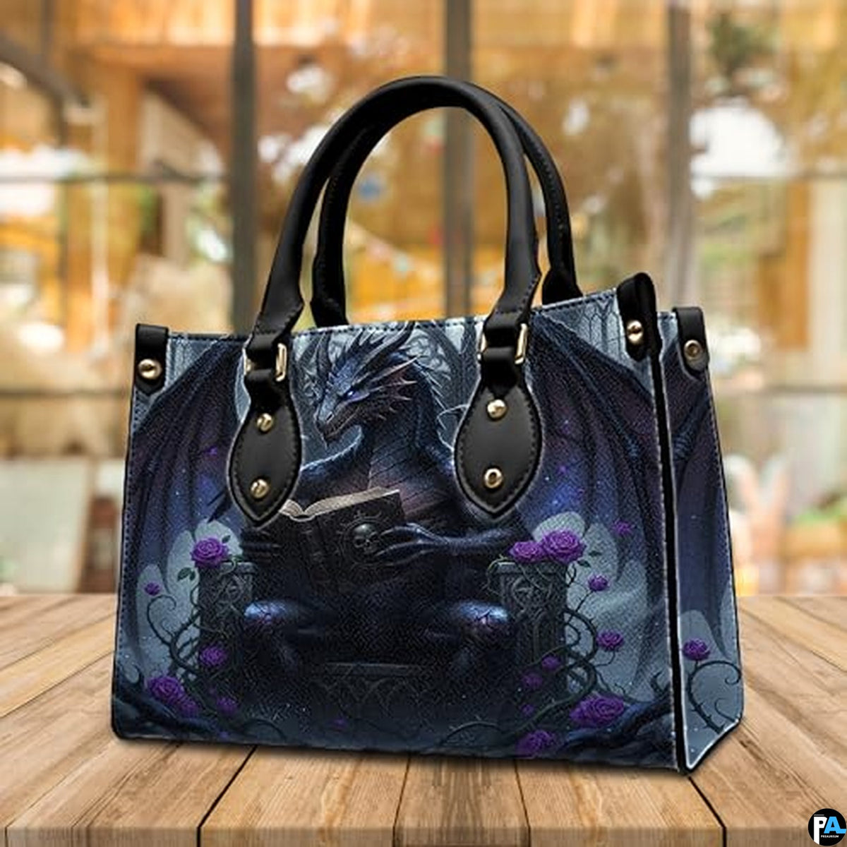Personalized Dragon Leather Handbag, Fantasy Gothic Purse for Women, Mythical Shoulder Bag Gift for Dragon Lovers