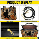 Four-panel layout presenting close-up visual accents of the black cat pumpkin art design.