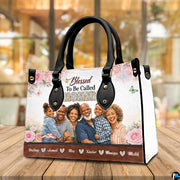 Arrangement of floral handbag and wallet presenting the unified botanical portrait theme.