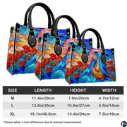 Three scaled proportion options showcasing stained glass Virgin Mary devotional print accessory.