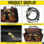 Personalized Halloween Leather Handbag – Custom Witch 3D Printing Effect Purses For Women – Spooky Gothic Shoulder Bag
