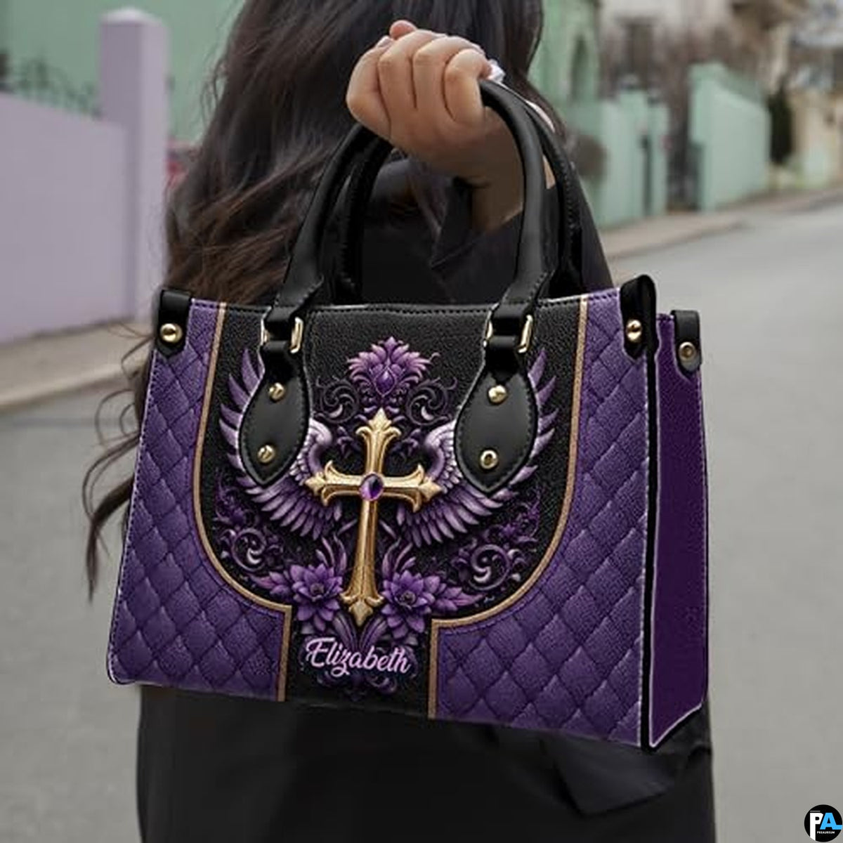 Personalized Christian Leather Handbag, Jesus Christian Tote Bag, Bible Purse, Religious Bags Gift for Mom, Women
