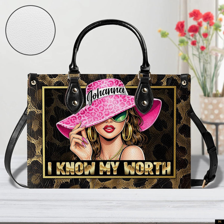 PREAUREUM "{split_values}" Personalized {collection_title} Leather Handbag