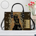 Front view of female silhouette handbag with inset circle highlighting textured exterior detail.