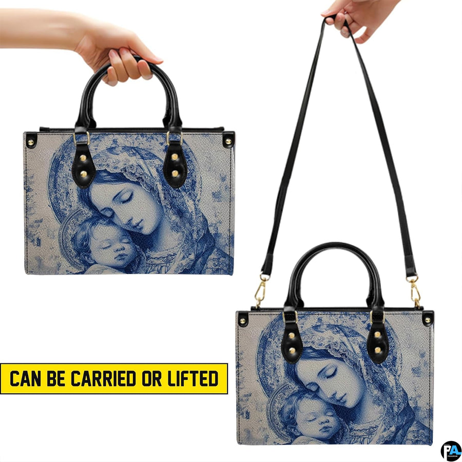 Handbag held by hand and shoulder strap demonstrating dual carrying options