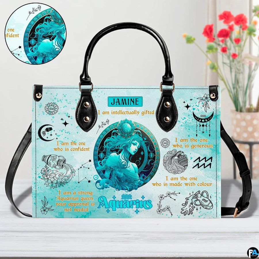 Close-up of matching celestial water bearer goddess zippered wallet