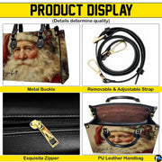 Matching zip wallet showing identical vintage Santa portrait with spectacles.