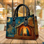 Detailed view of matching Bethlehem nativity scene zippered wallet