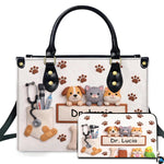 Back view of veterinary handbag displaying clean textured off-white exterior surface