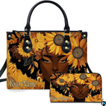 Personalized Black Women Leather Bag, Custom Name African Purses and Handbags Gifts for Mom Birthday Christmas Mothers Day
