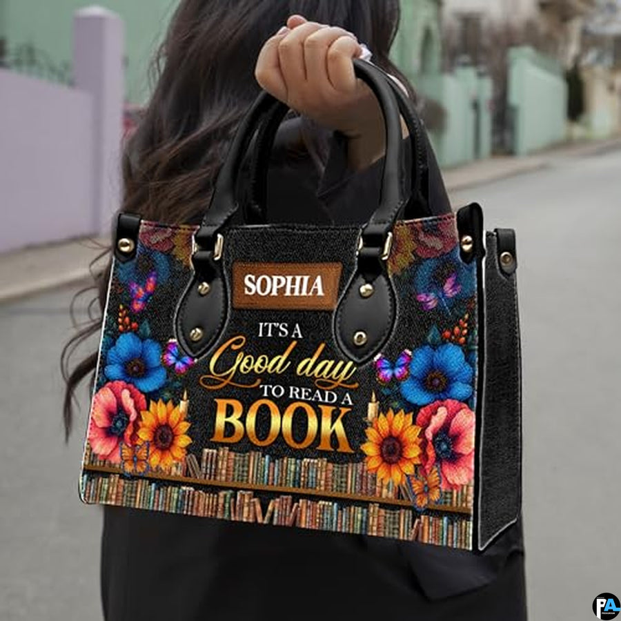 Personalized Book Lover Leather Bag, Just A Girl Who Loves Book Handbag With Name, Books Purse, Gifts For Readers, Writer