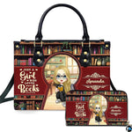 Personalized Book Lover Leather Bag, Just A Girl Who Loves Book Handbag With Name, Books Purse, Gifts For Readers, Writer