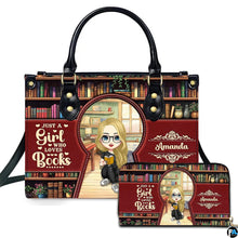 Personalized Book Lover Leather Bag, Just A Girl Who Loves Book Handbag With Name, Books Purse, Gifts For Readers, Writer