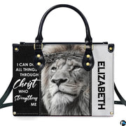 Christian crowned lion graphic presentation featuring split dark monochrome and devotional scriptural backdrop.