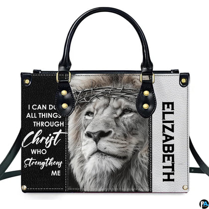Christian crowned lion graphic presentation featuring split dark monochrome and devotional scriptural backdrop.