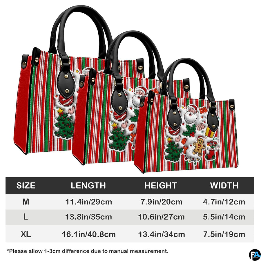Dimension and size comparison diagram illustrating Medium, Large, and Extra Large handbag sizes.
