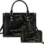 Personalized Animal Leather Handbag – Custom Name Flowers with 2D Print with 3D Effect – Gift for Gramma, Mom, Daughter