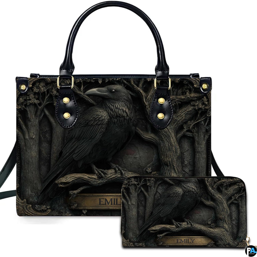 Personalized Animal Leather Handbag – Custom Name Flowers with 2D Print with 3D Effect – Gift for Gramma, Mom, Daughter