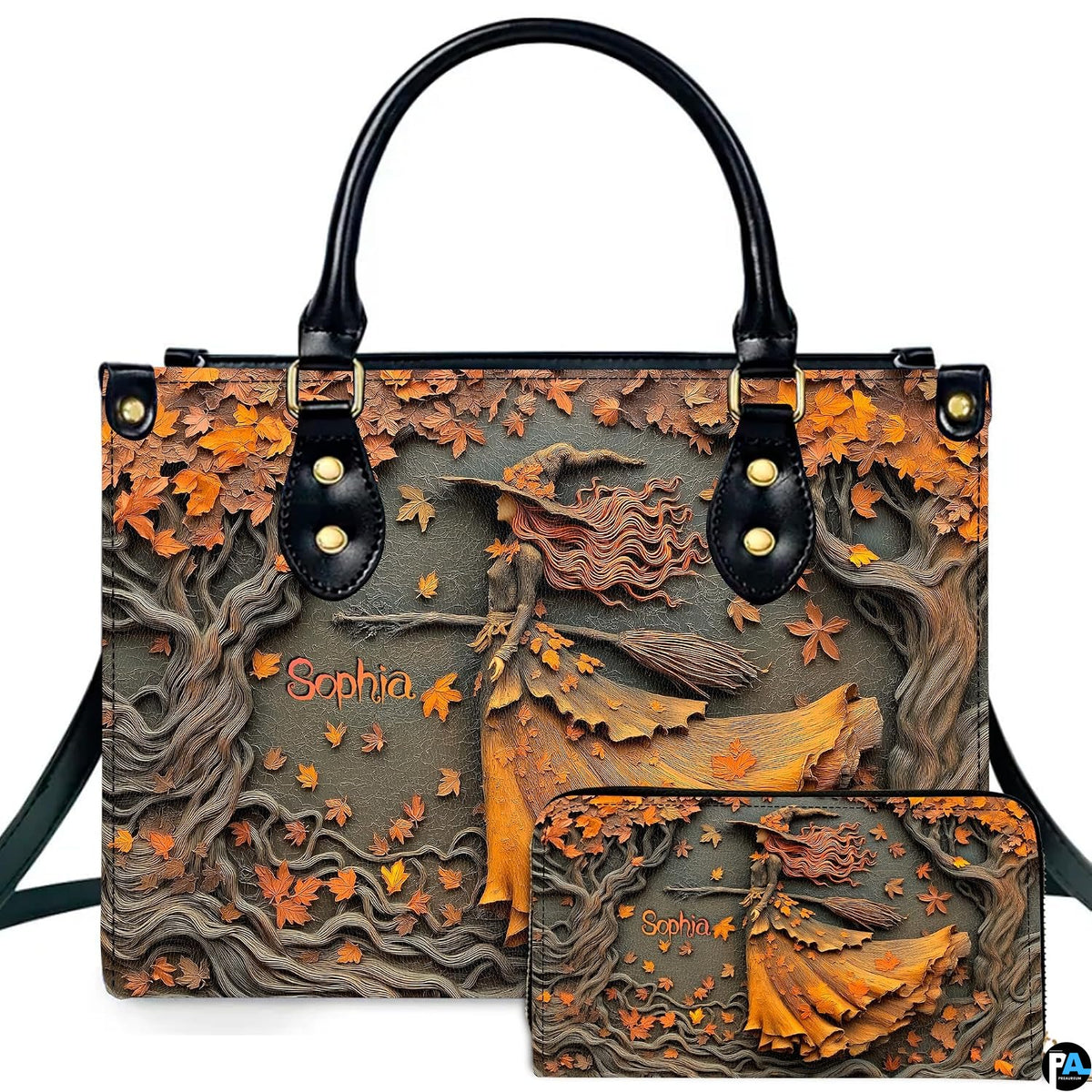 Personalized Witch Leather Bags, Halloween Purses For Women, Witch Art Bag, Spooky Halloween Purses, Holiday Gifts