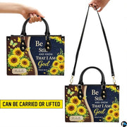 Personalized Sunflower 'Be Still' Religious Handbag