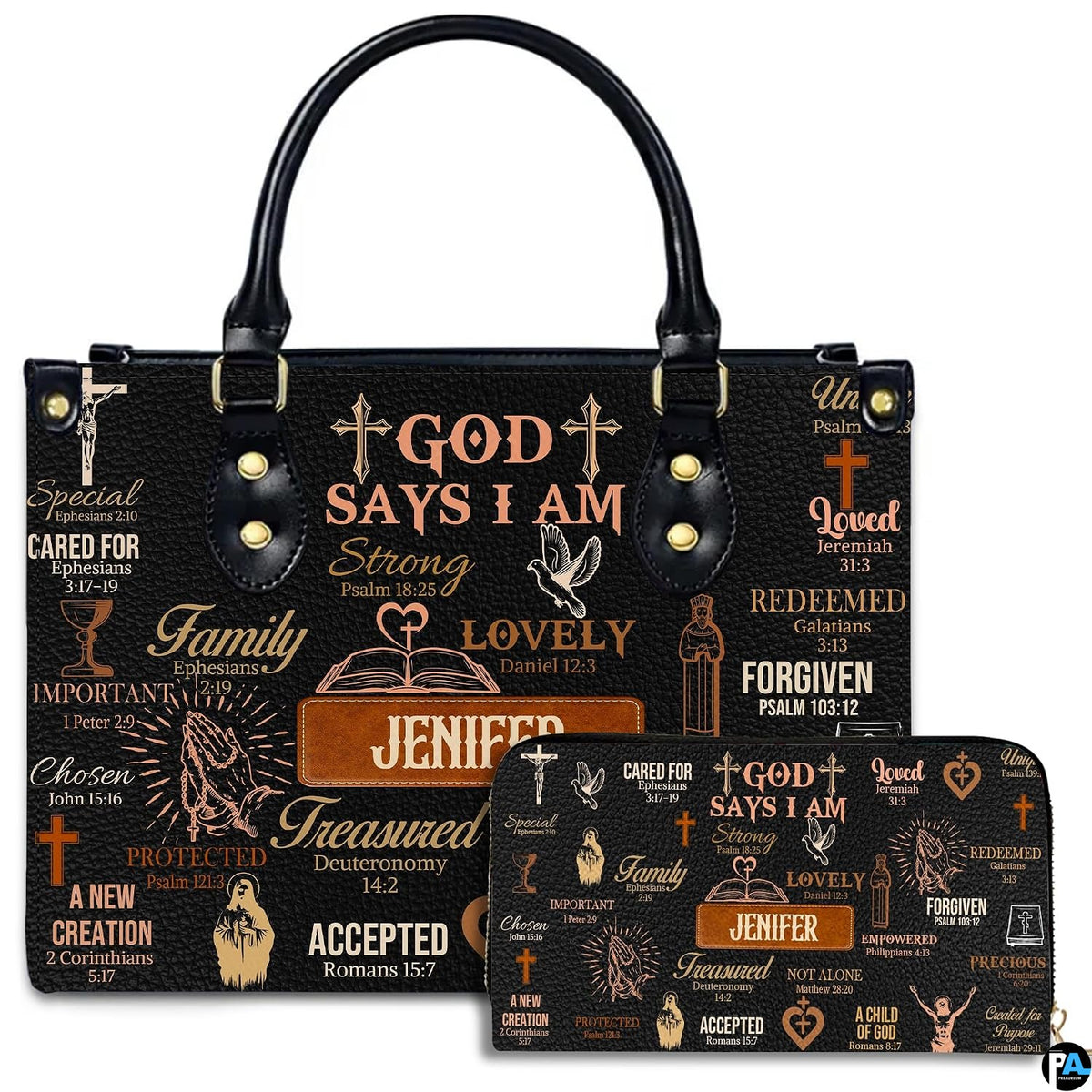 Custom Christian Bible Verse Leather Handbag for Christian Gifts