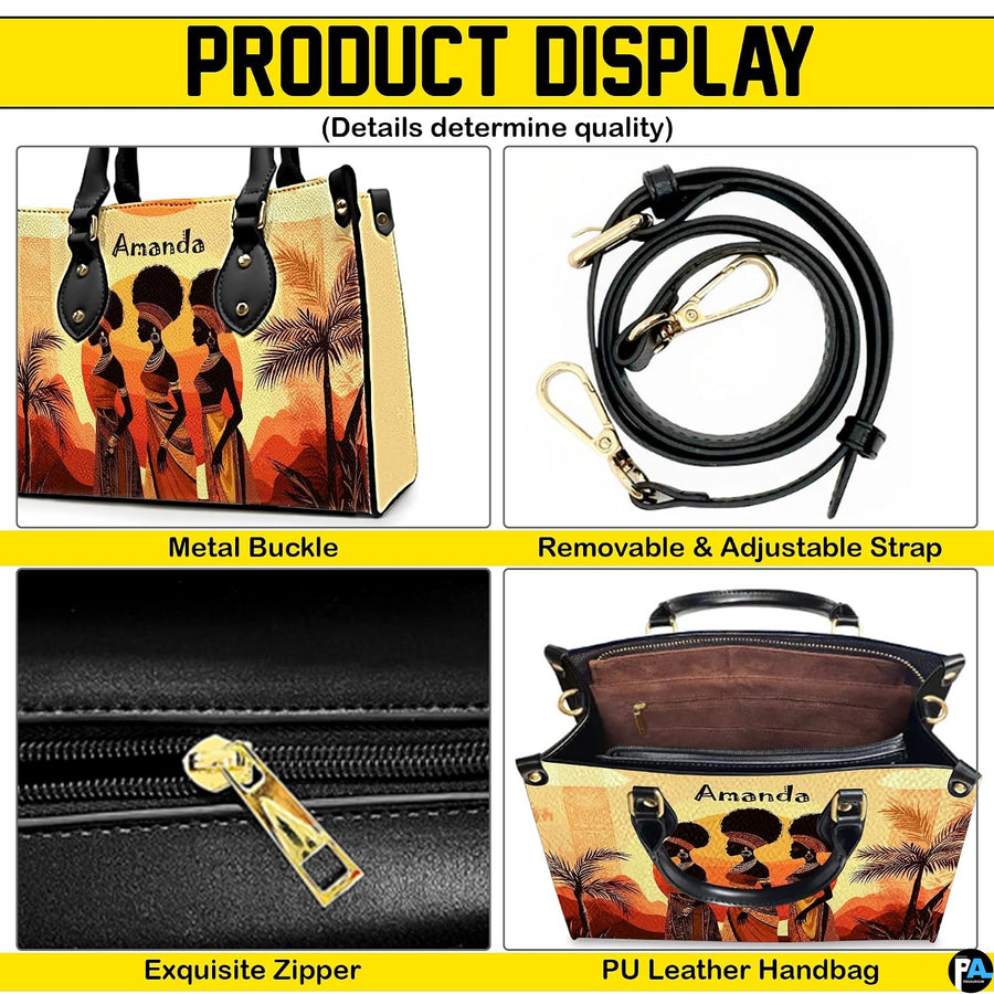 Four visual perspectives showcasing close-up design features of the African tribal art prints.